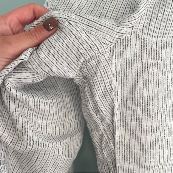 Eileen Fisher Organic Handerchief Linen Striped Pant Pearl Medium - Picture 6 of 13